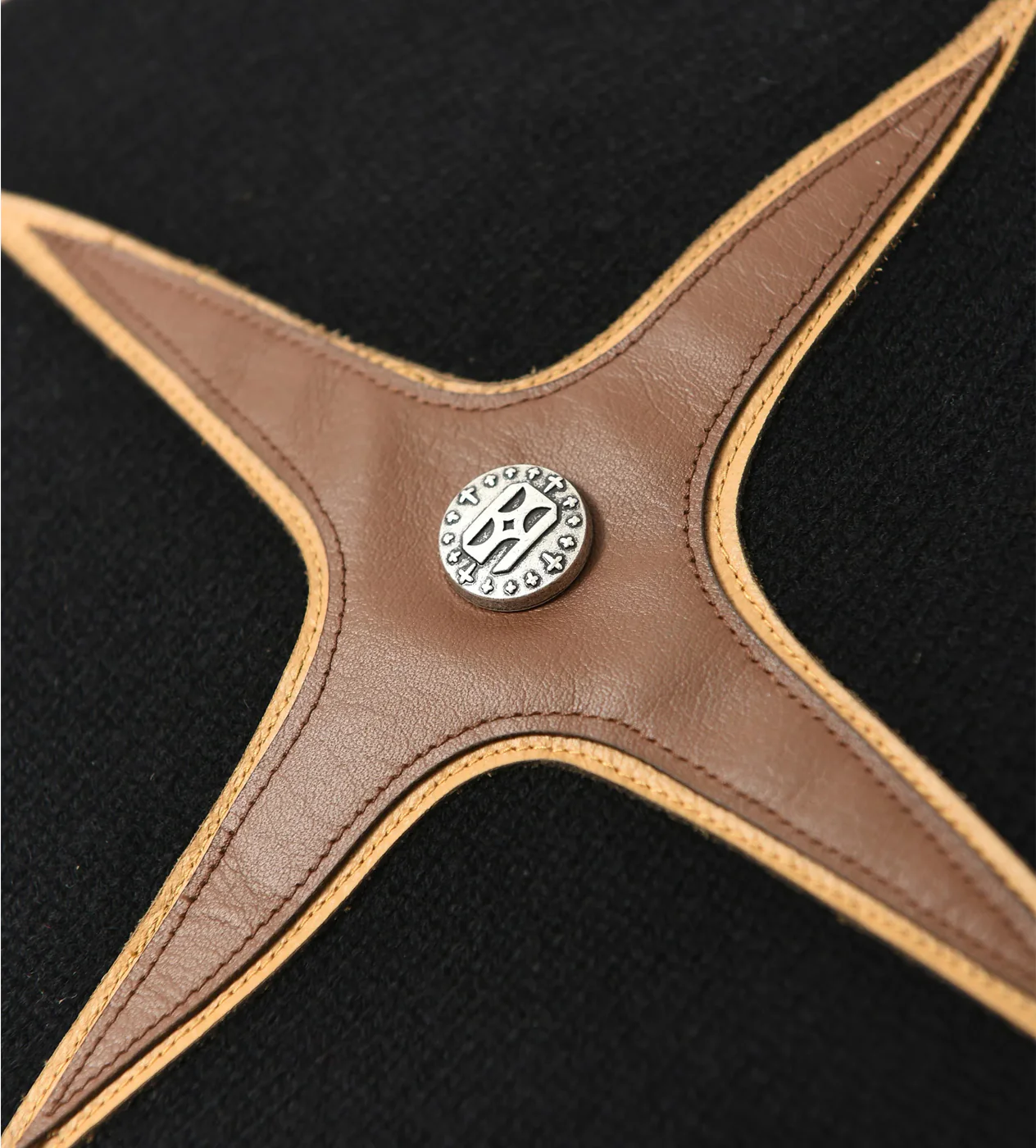 Birth of Royal Child Cross Patchwork Leather Beanie black - Image 3