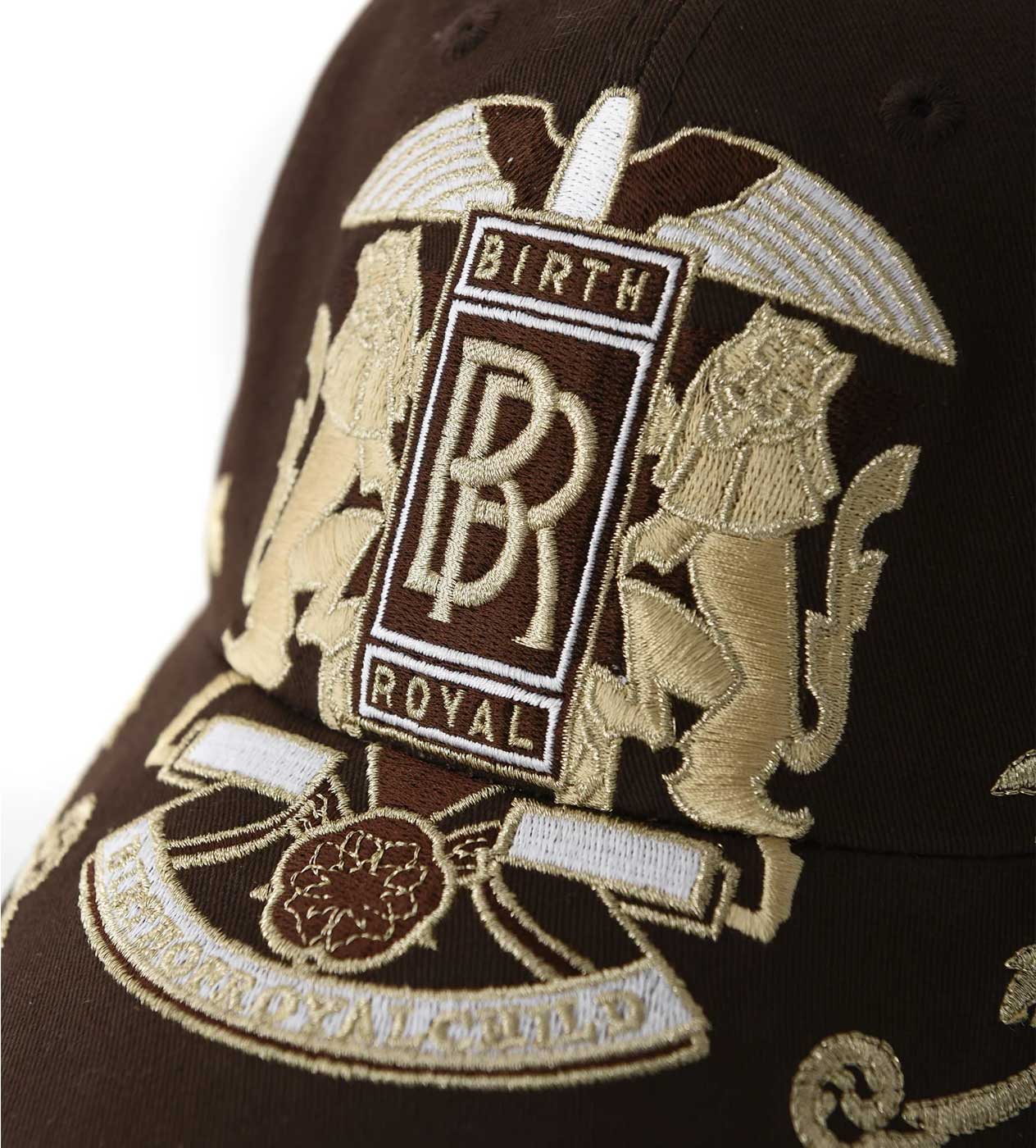 Birth of Royal Child Double Lion Embroidered Baseball Cap Brown - Image 2