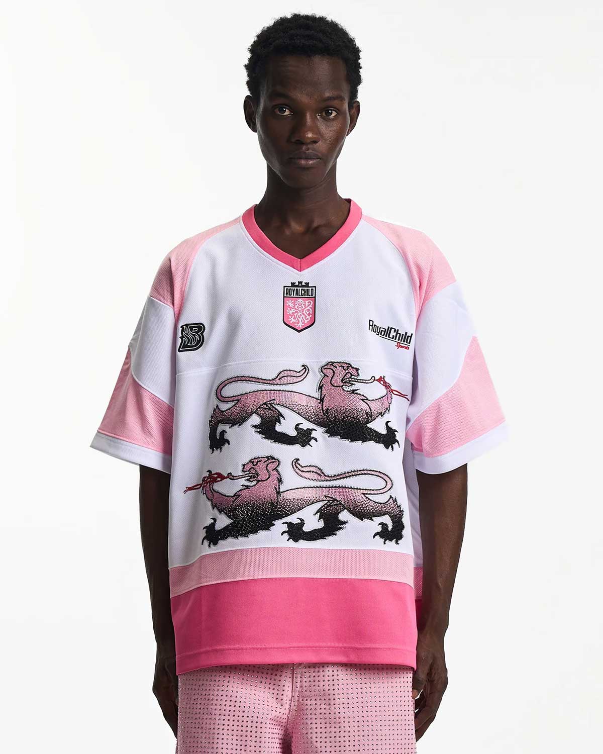 Birth of Royal Child Double Lion Rhinestone Jersey Pink - Image 3