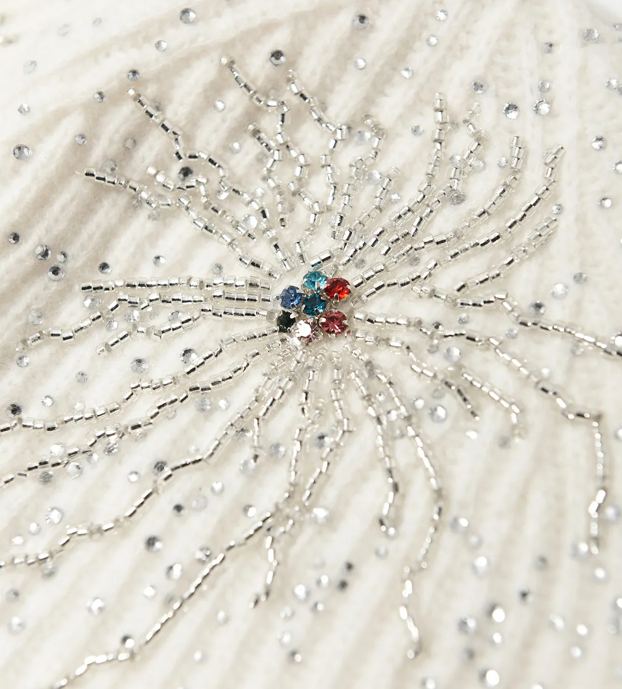 Birth of Royal Child Fireworks Studded Beaded Beanie White - Image 3