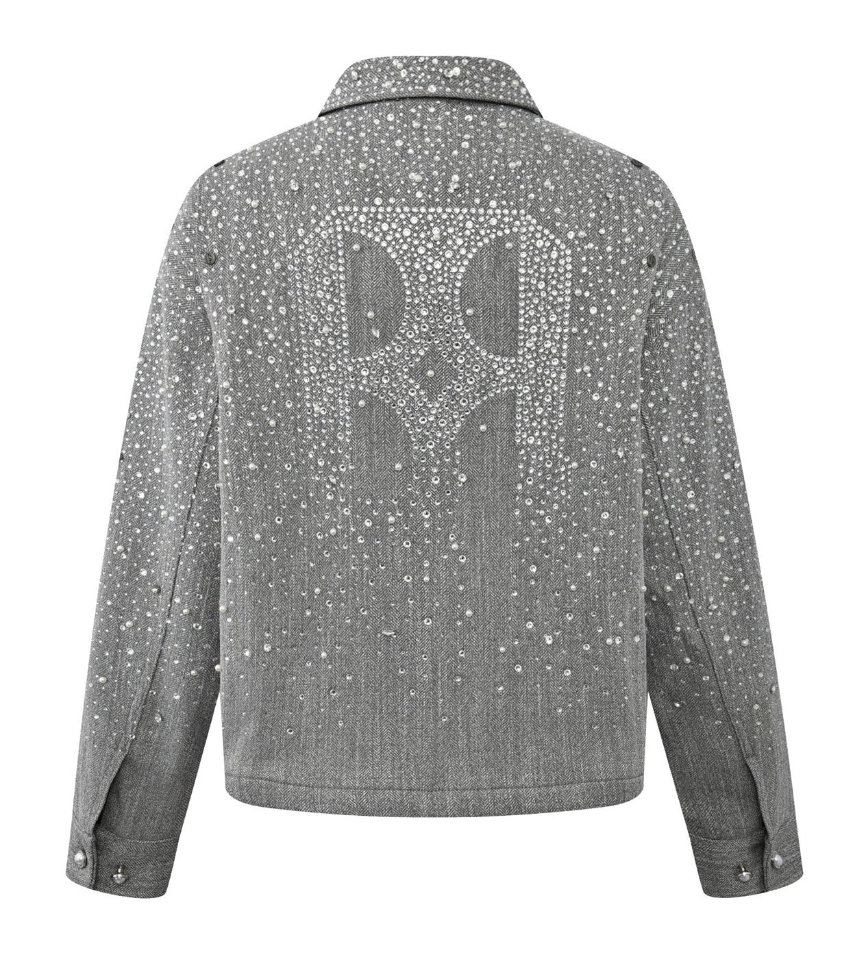 Birth of Royal Child Rhinestone Zipper Jacket Grey - Image 2