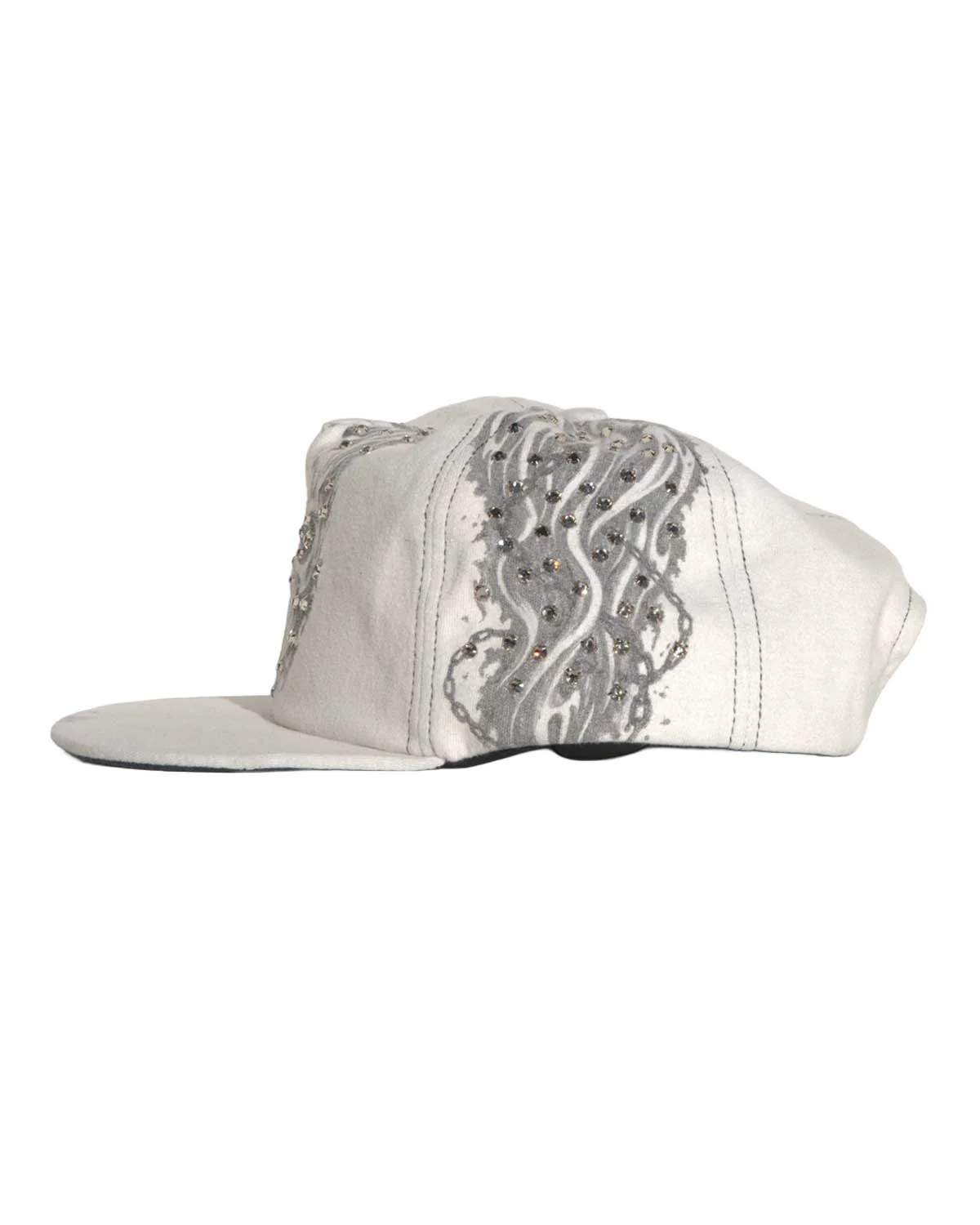 Bossi Vintage Rhinestone Snapback Hat White - Image 2