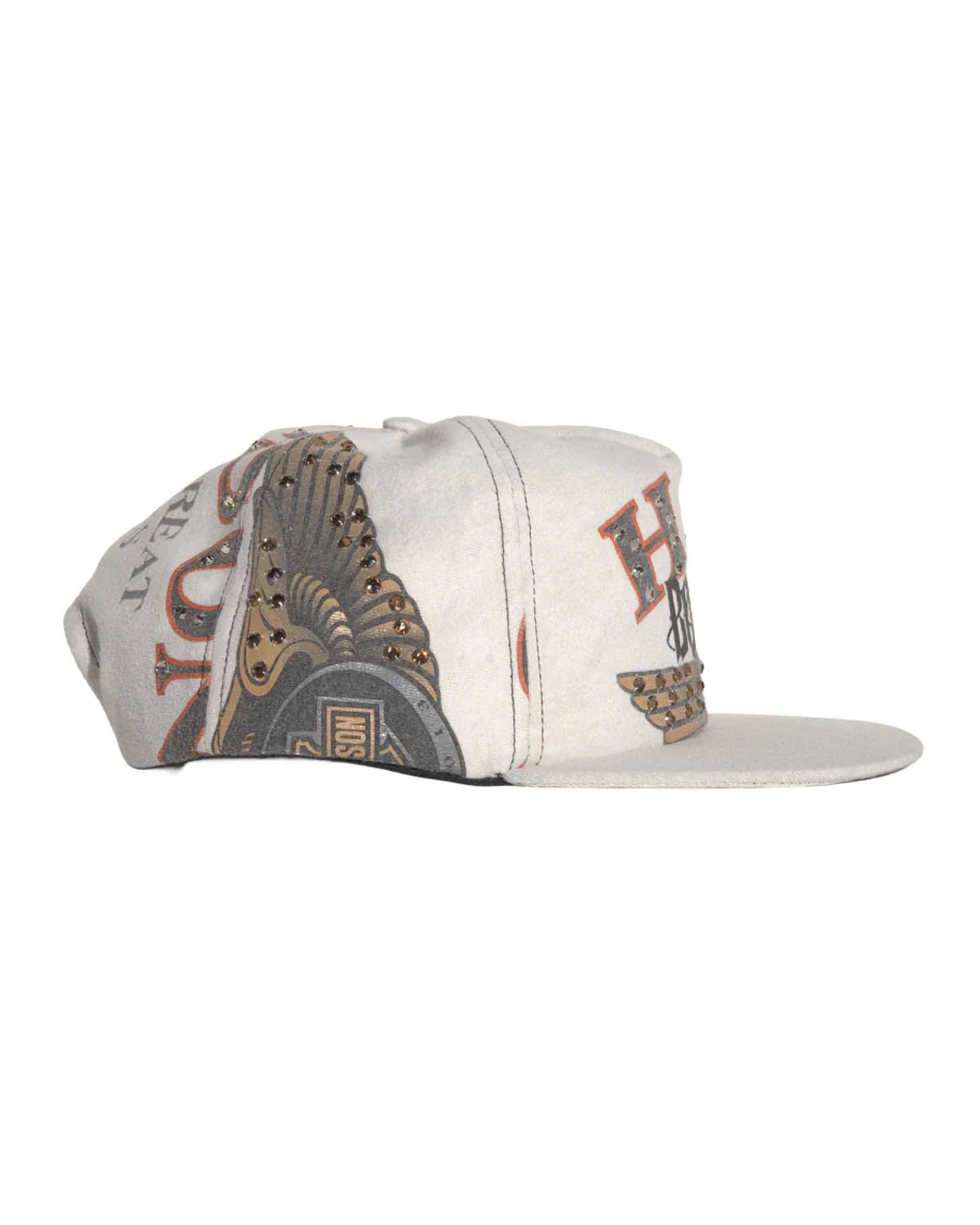 Bossi Vintage Rhinestone Hat White/Orange - Image 4