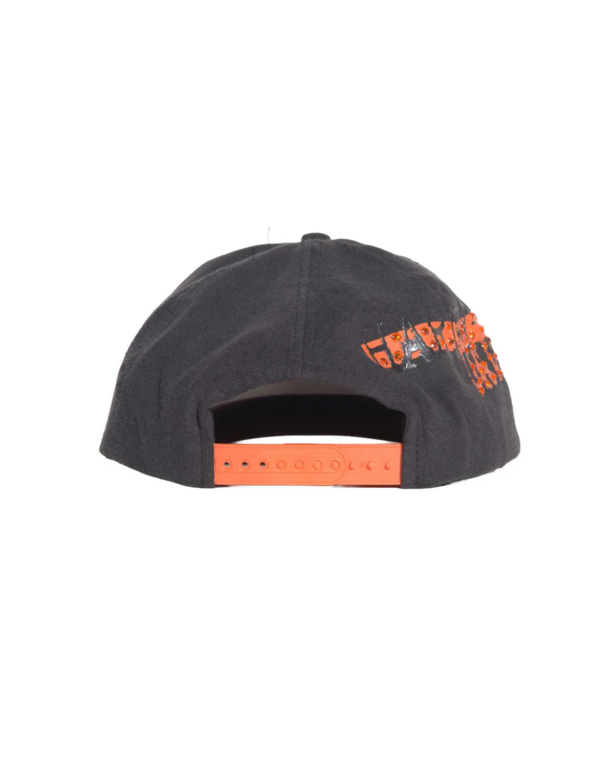 Bossi Vintage Rhinestone Snapback Hat Black/Orange - Image 3