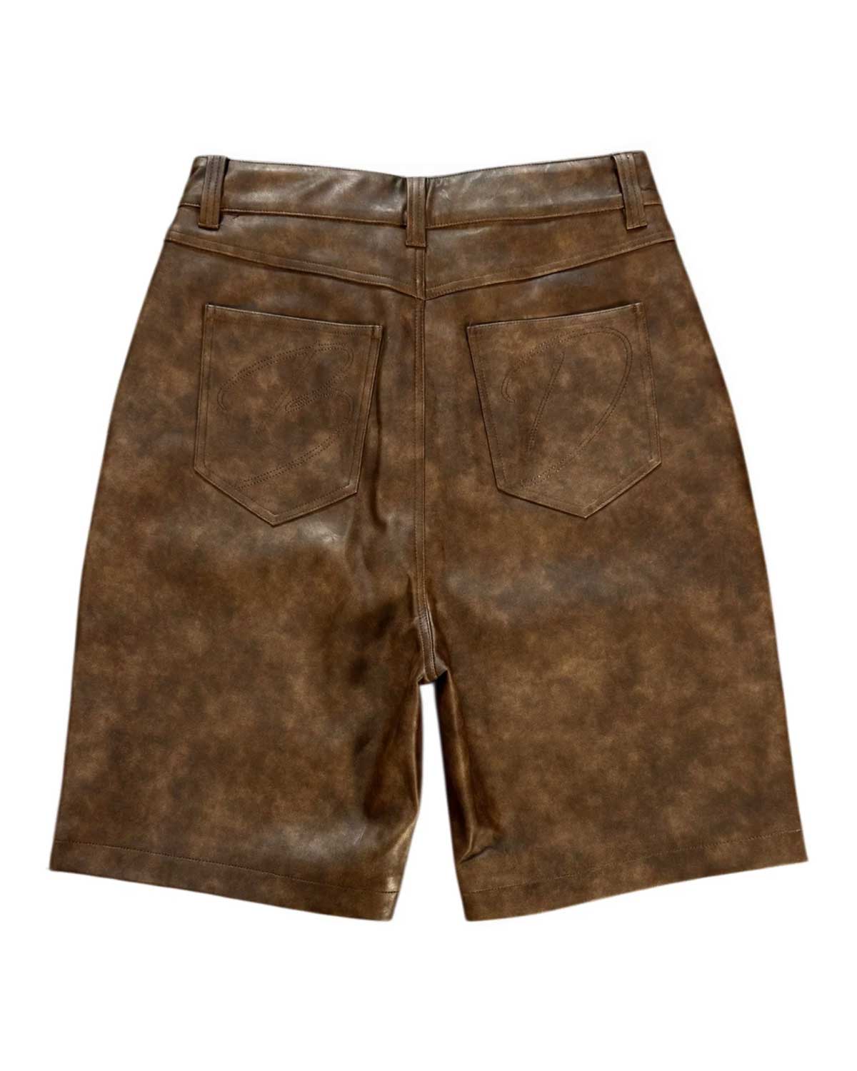 Bottega Desires Leather Shorts Brown - Image 2