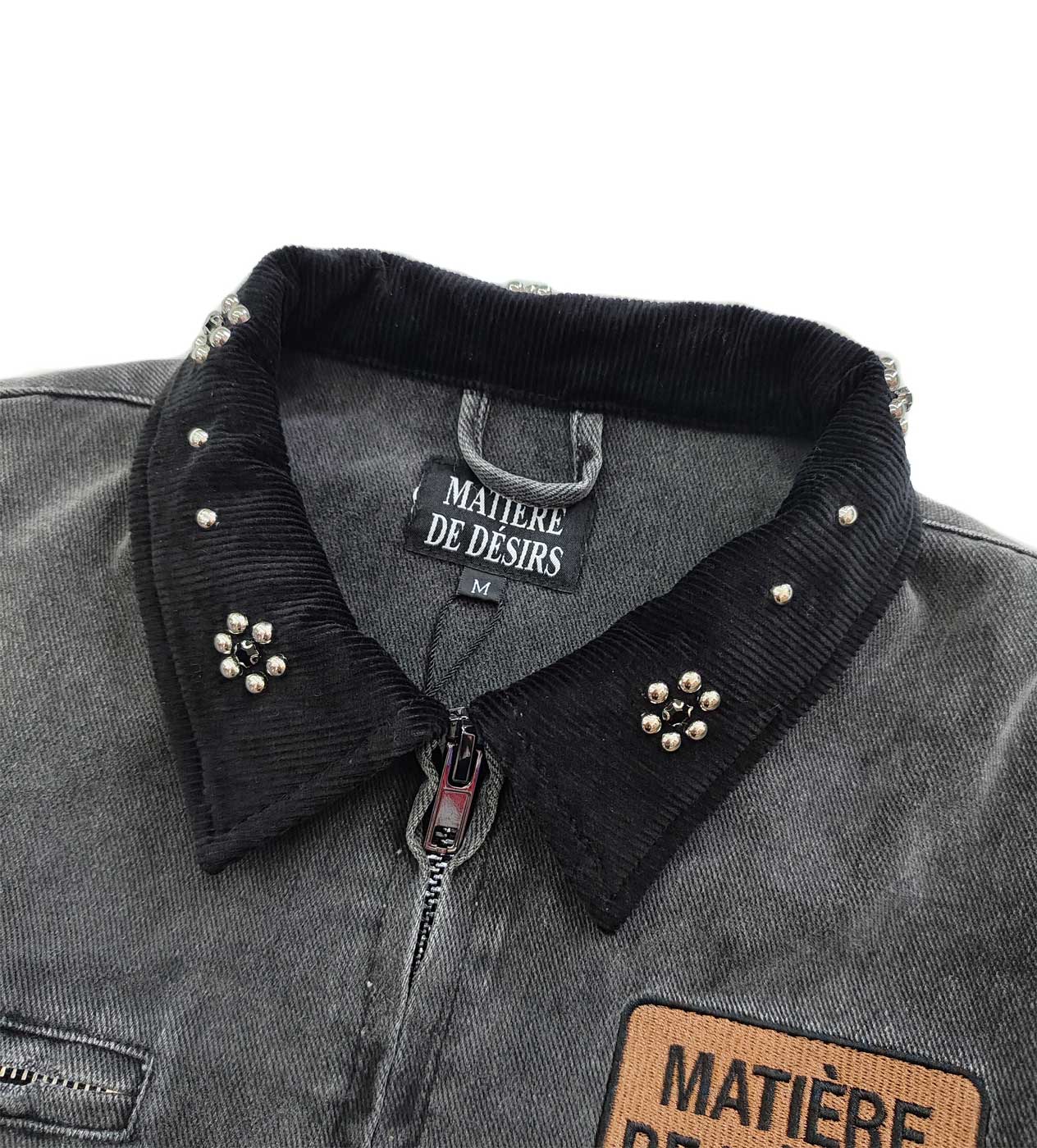 Matiere De Desirs Cropped Studded Work Jacket Black - Image 3