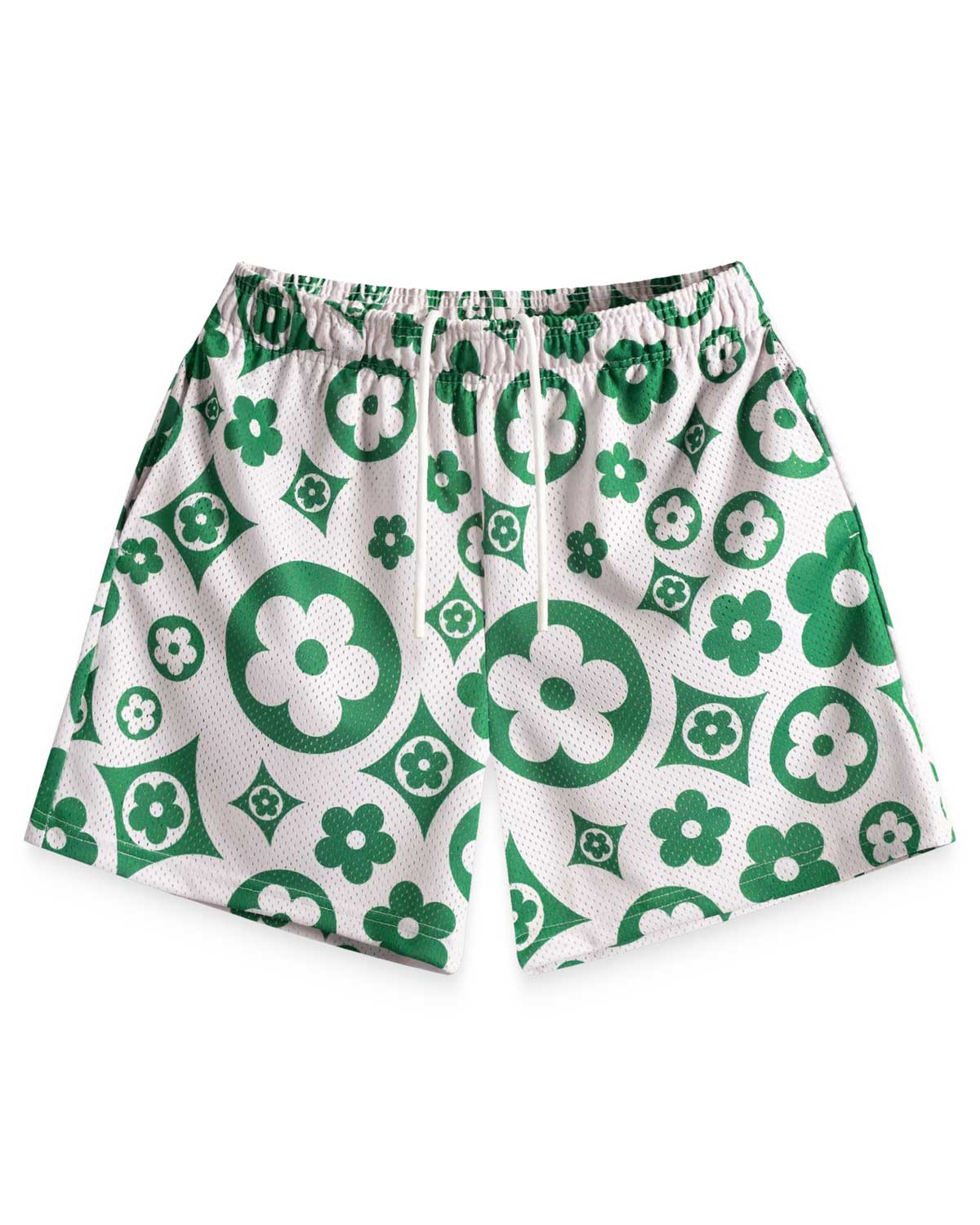 Bravest Studios Cream Flower Shorts Green