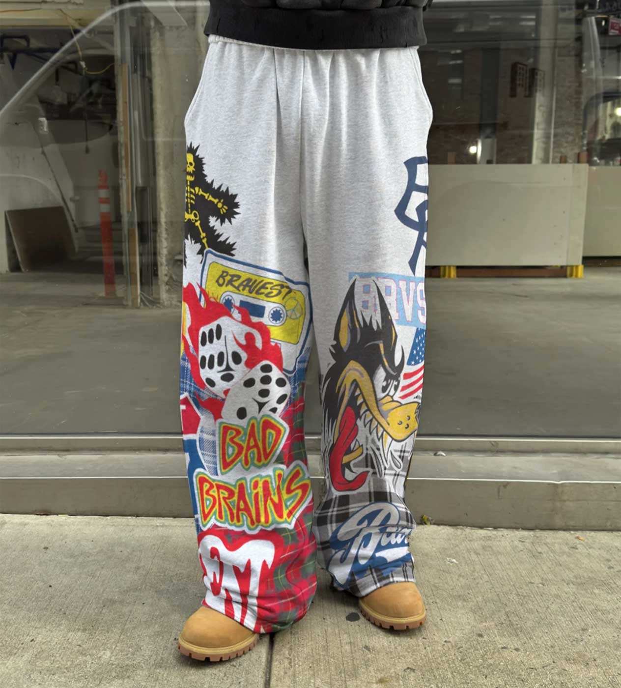 Bravest Studios Patchwork Baggy Sweatpants Grey - Image 3