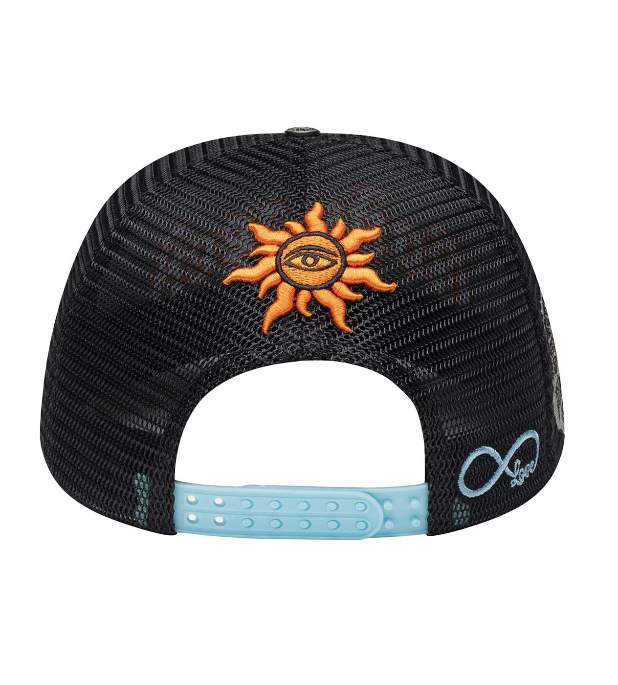 Godspeed Forever Trucker Hat Black/Light Blue/Orange - Image 3