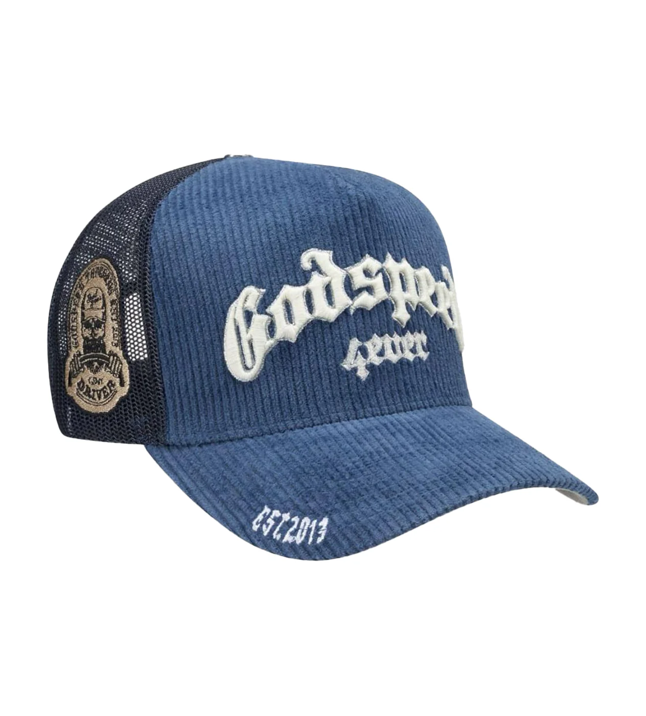 Godspeed Forever Trucker Hat Saphire Corduroy - Image 2