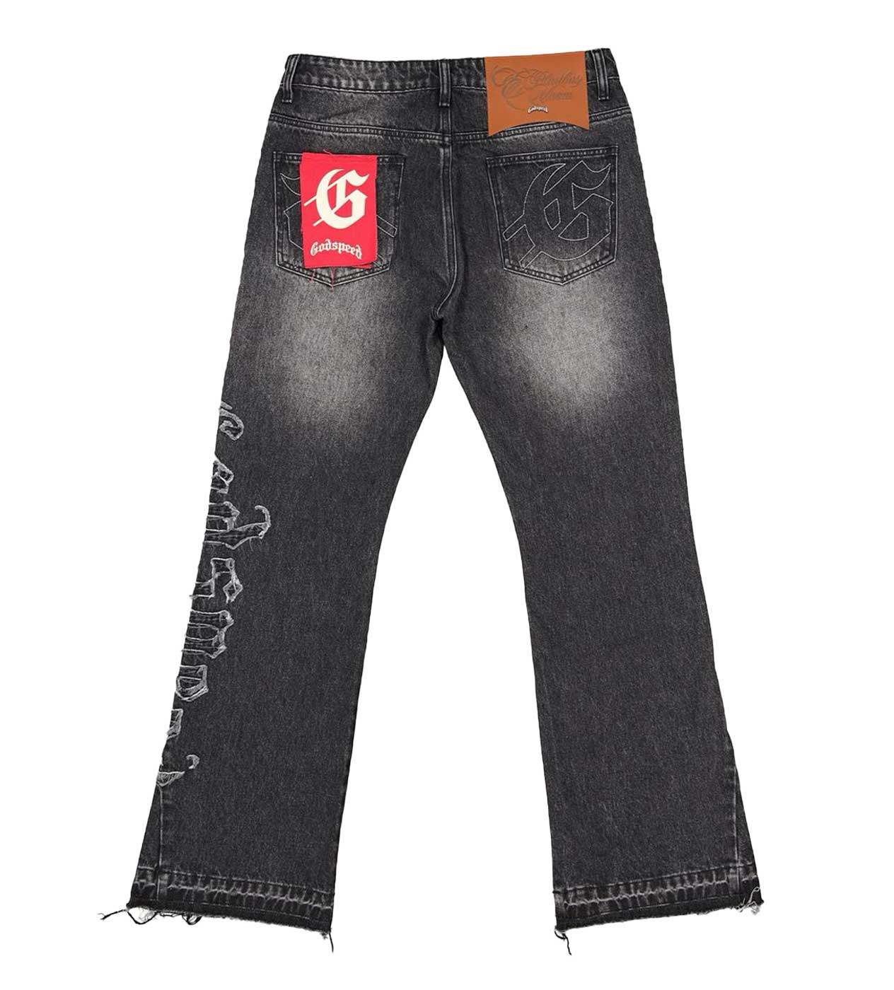 Godspeed OG Logo Flared Denim Stitched Grey Wash - Image 2