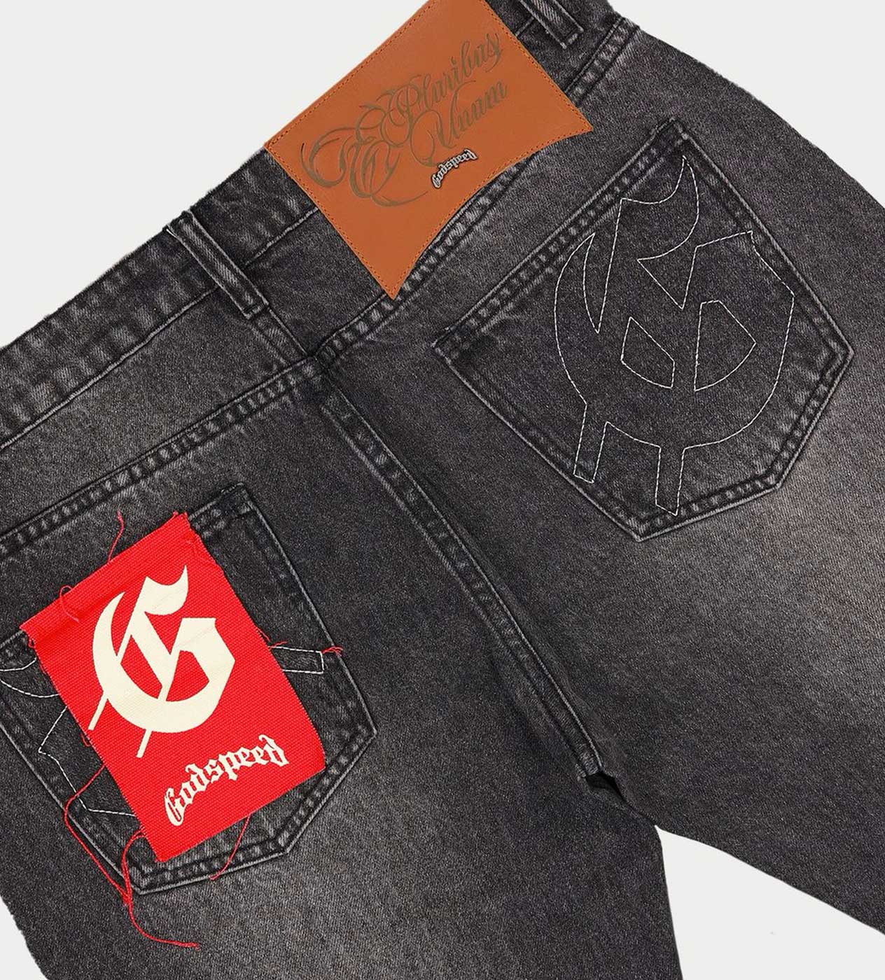 Godspeed OG Logo Flared Denim Stitched Grey Wash - Image 4