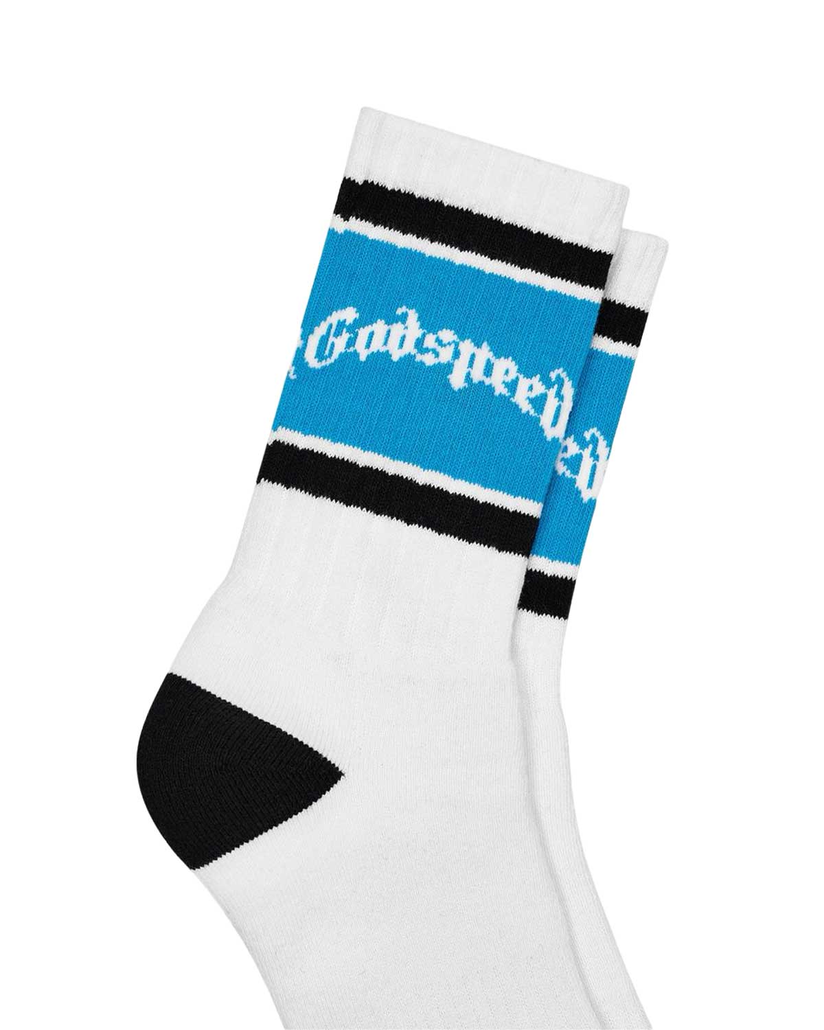 Godspeed OG Logo Striped Socks White/Baby Blue - Image 2
