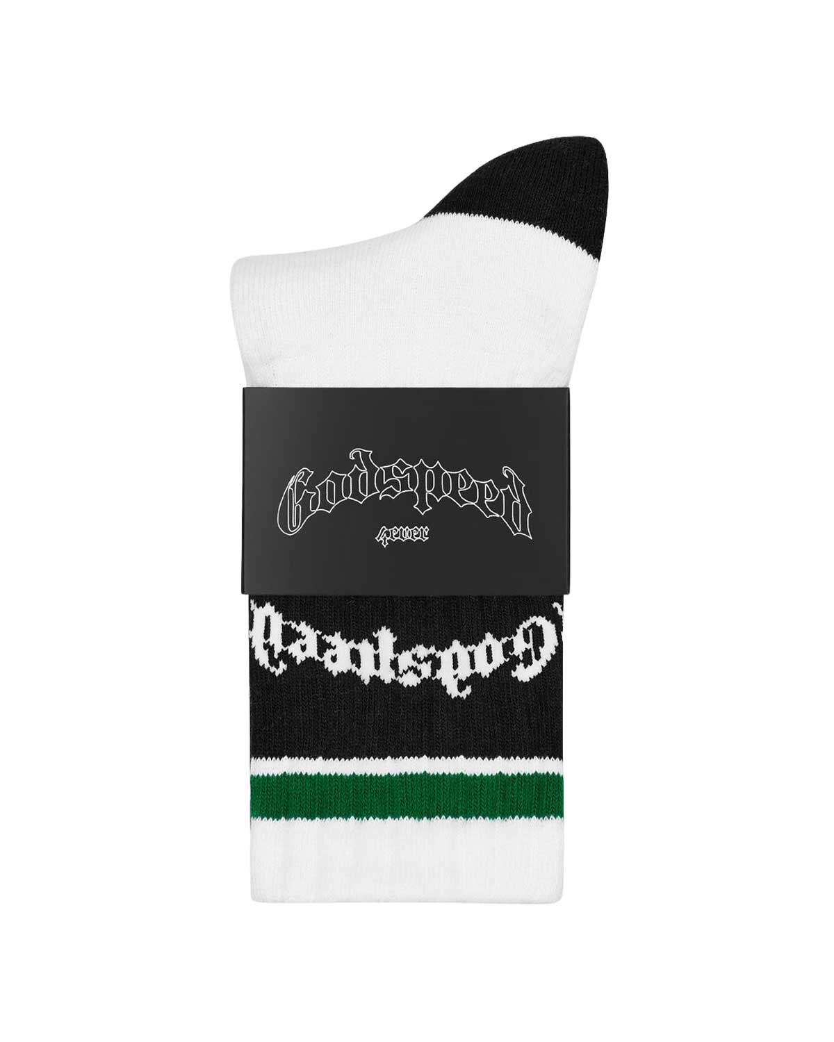 Godspeed OG Logo Striped Socks White/Green - Image 3