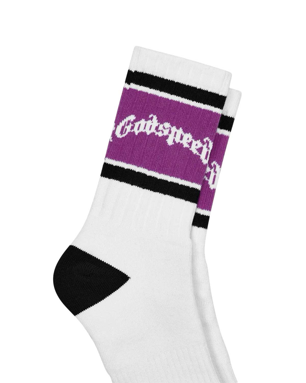 Godspeed OG Logo Striped Socks White/Purple - Image 2