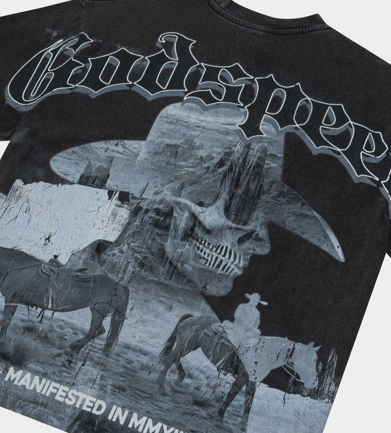 Godspeed Cowboy Horses Tee Washed Black - Image 3