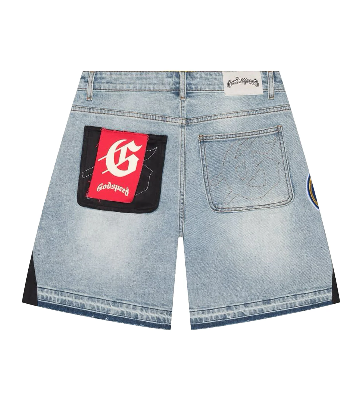 Godspeed Patchwork Denim Shorts V2 Blue - Image 2
