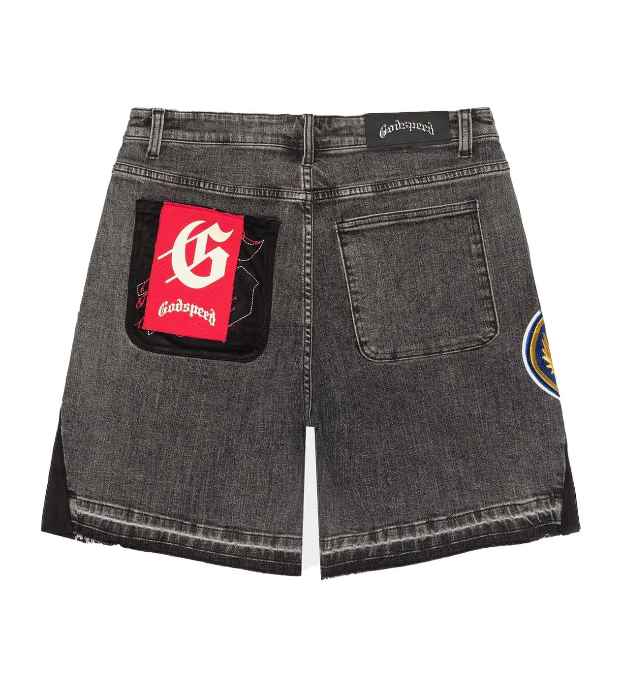 Godspeed Patchwork Denim Shorts V2 Grey - Image 2