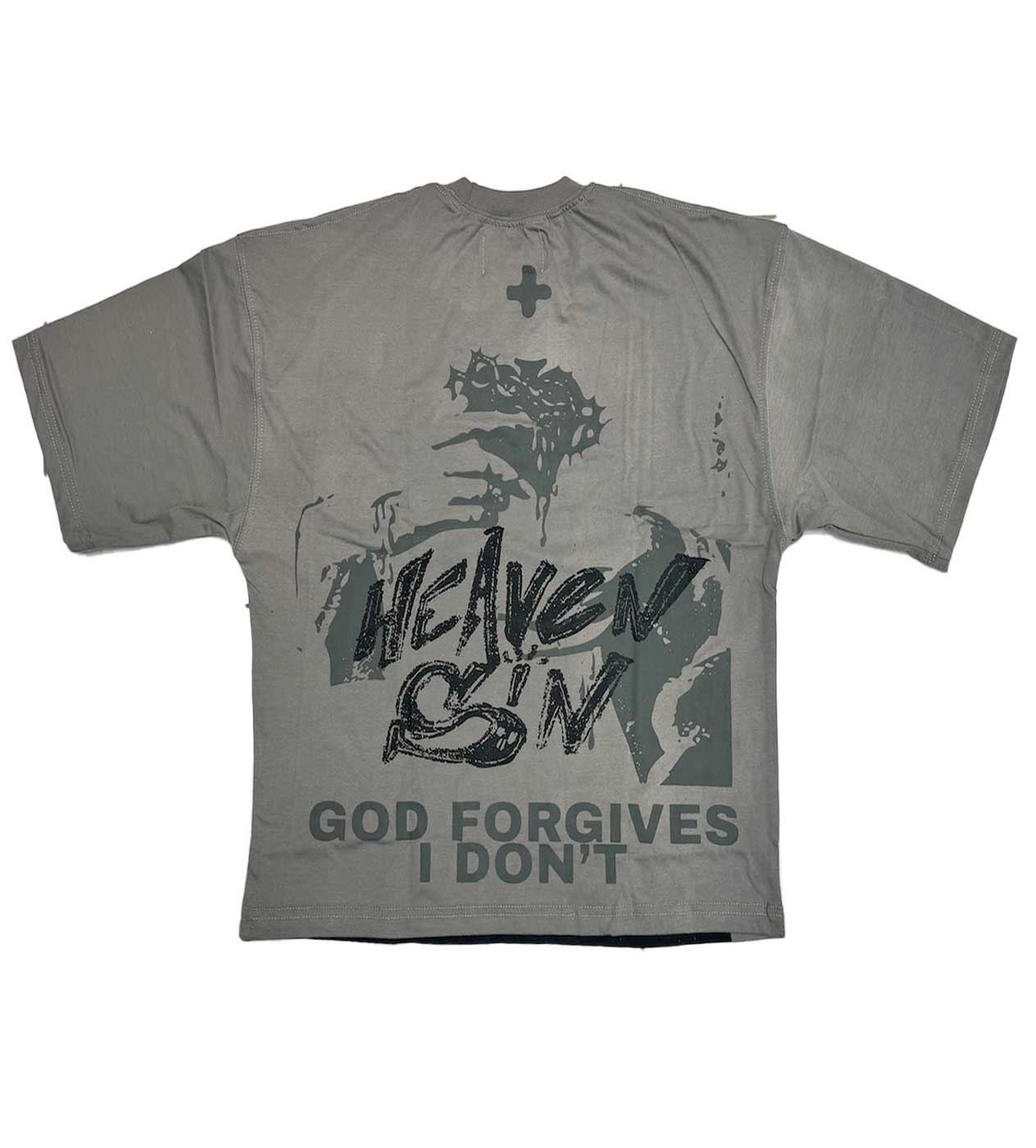 Heaven Sin Forgive Me Crop Tee Grey - Image 2