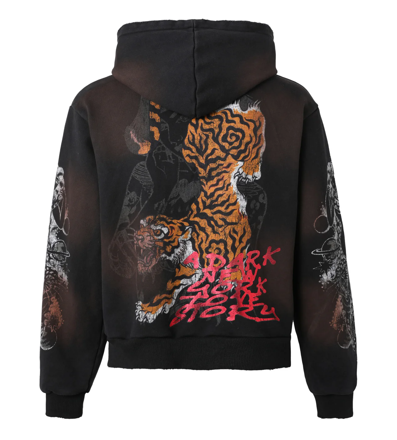 Lost Intricacy Twin Tiger Zip Up Hoodie Black - Image 2