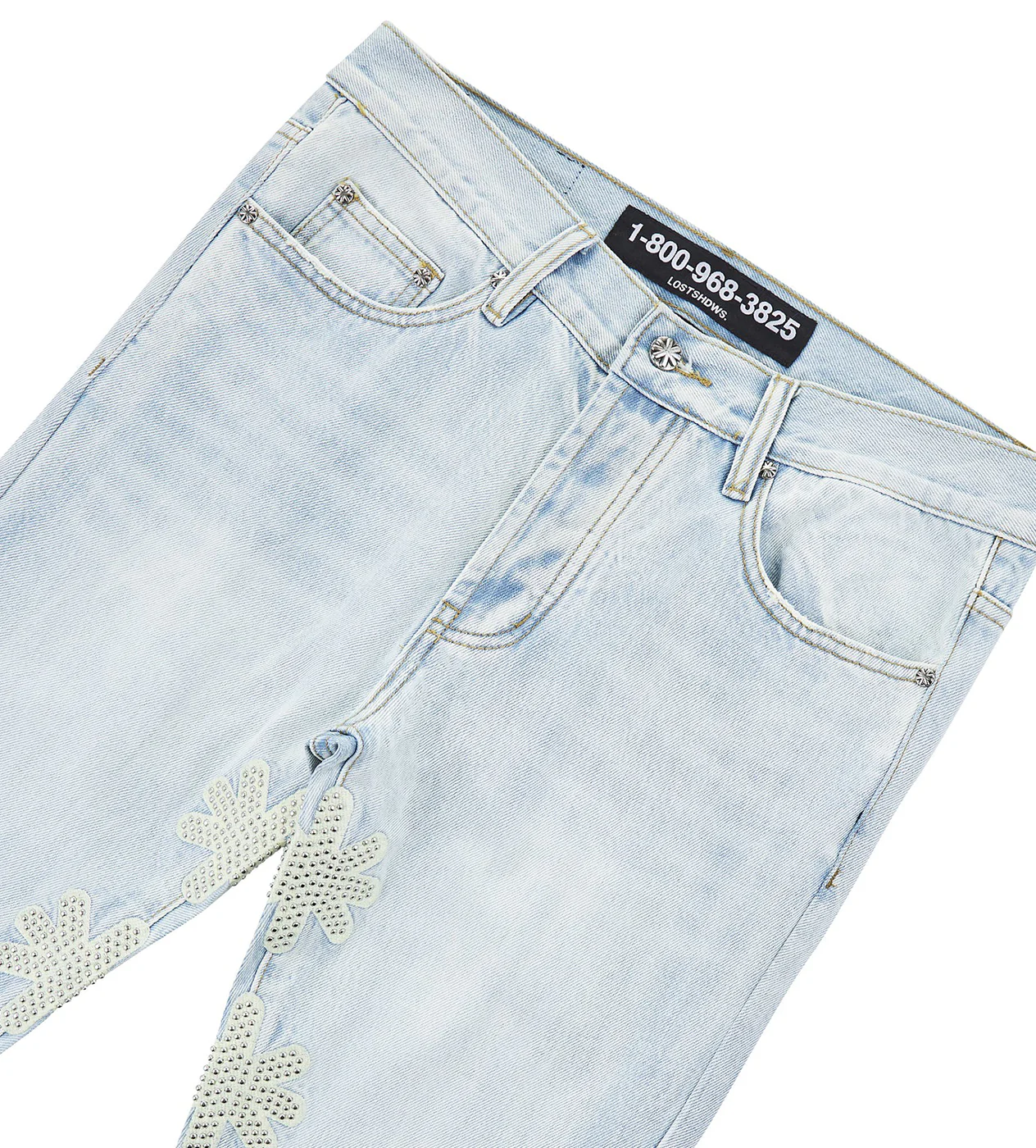 Lost Shdws Studded Denim Pants Blue/Bone - Image 3