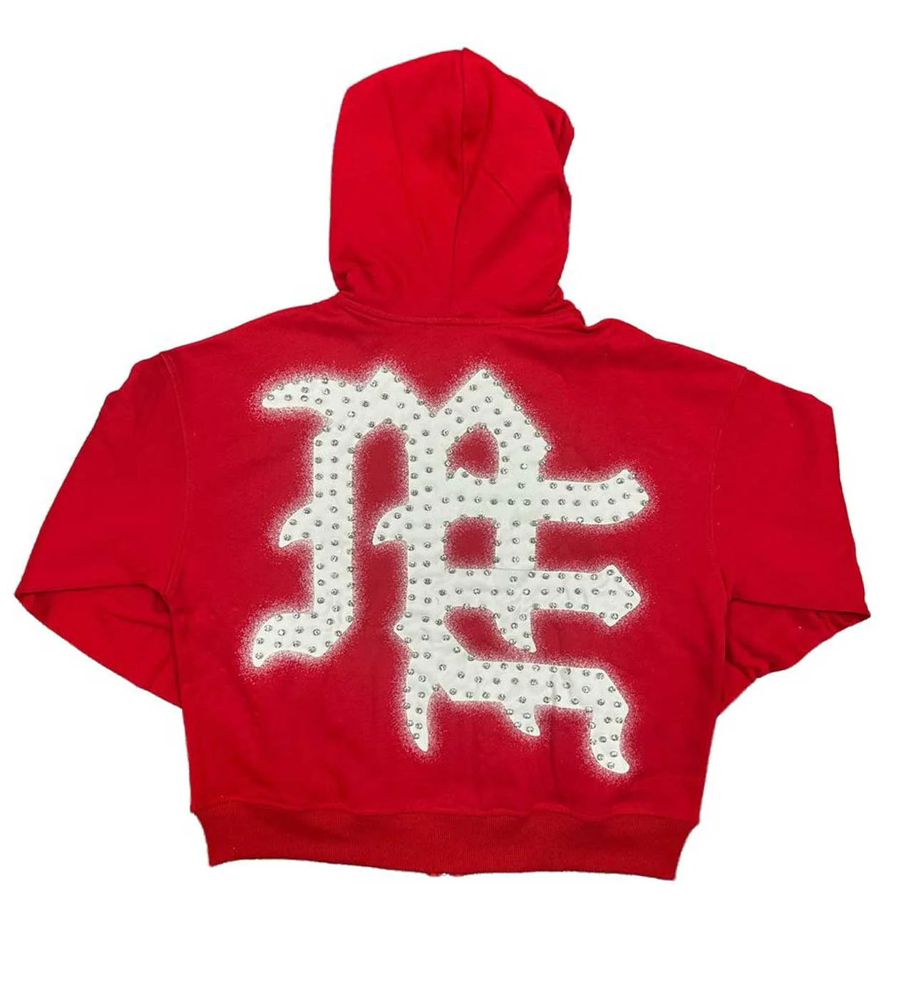 Mixed Emotions "End" Rhinestone Hoodie Red - Image 2