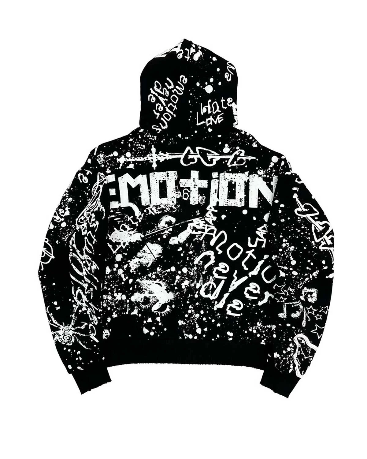 Mixed Emotions Graffiti Zip Up Hoodie Black - Image 2
