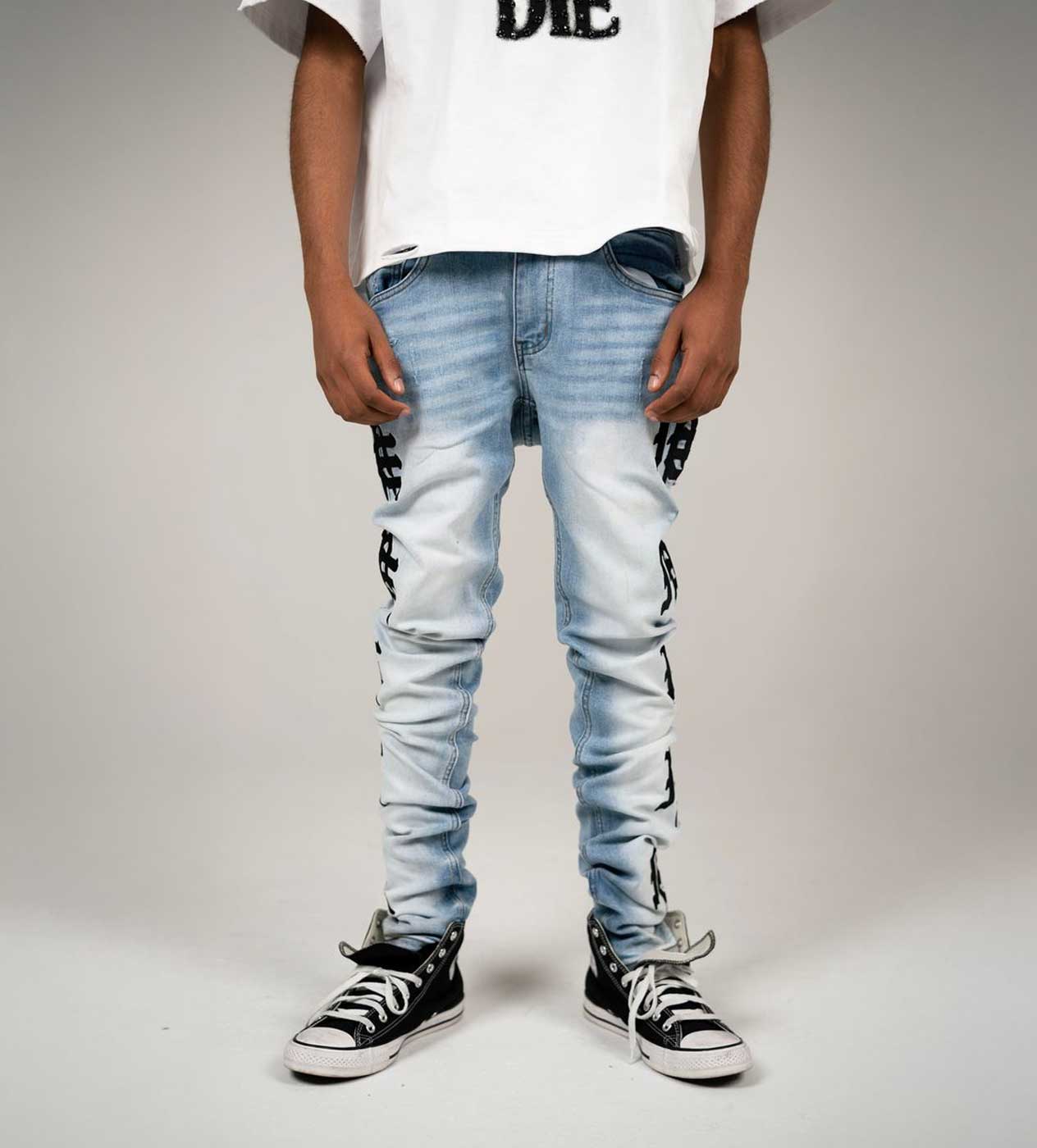 Mixed Emotions Monogram Denim Light Blue Wash (Blue/Black) - Image 3