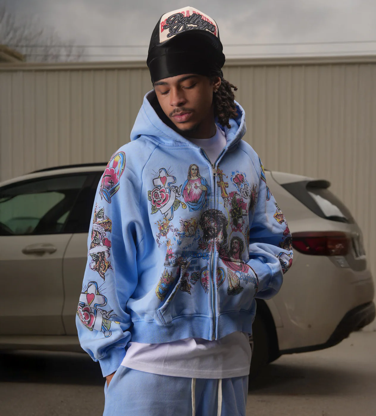 Righteous Risen King Zip Up Hoodie Blue - Image 2