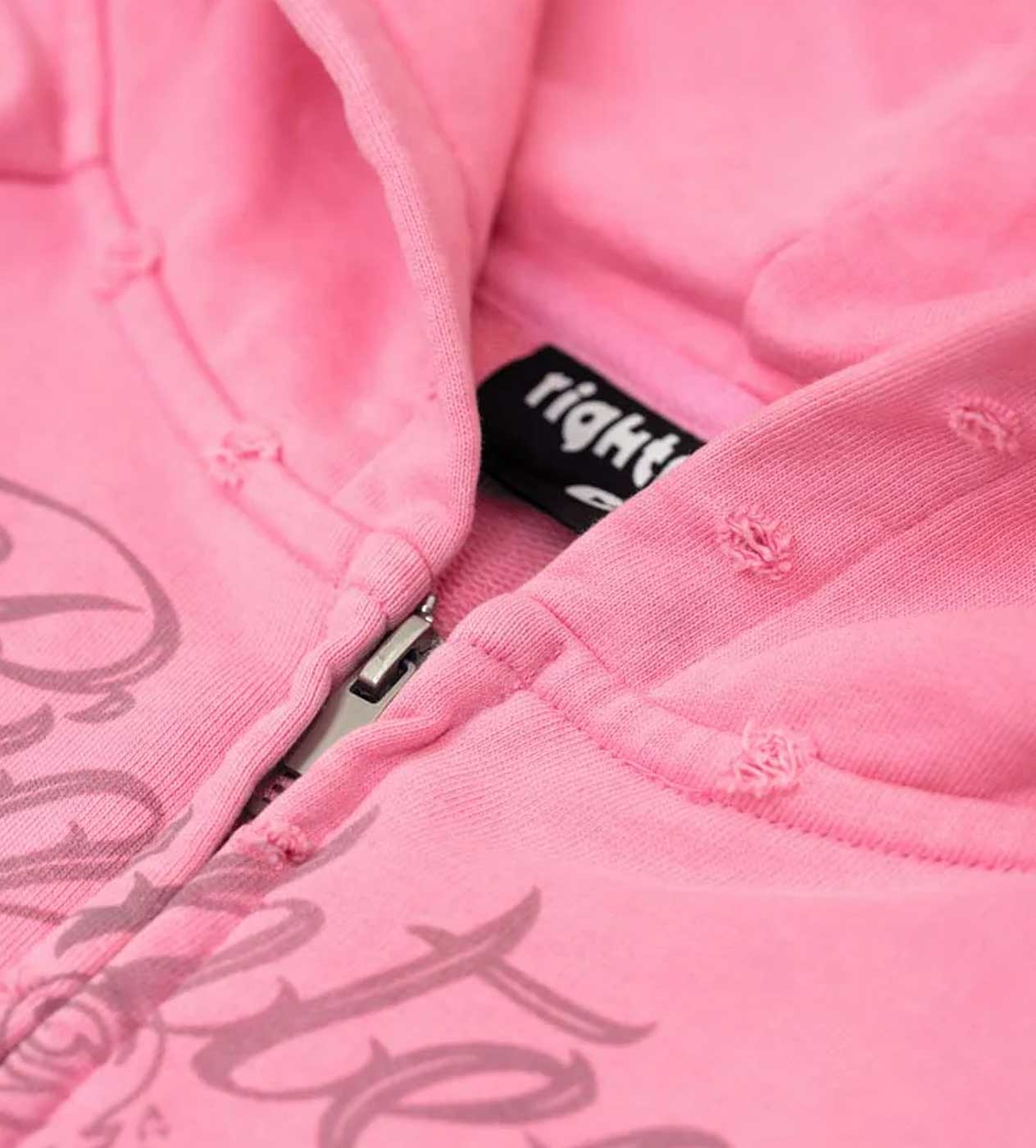 Righteous Tattoo Zip Up Hoodie Pink - Image 2