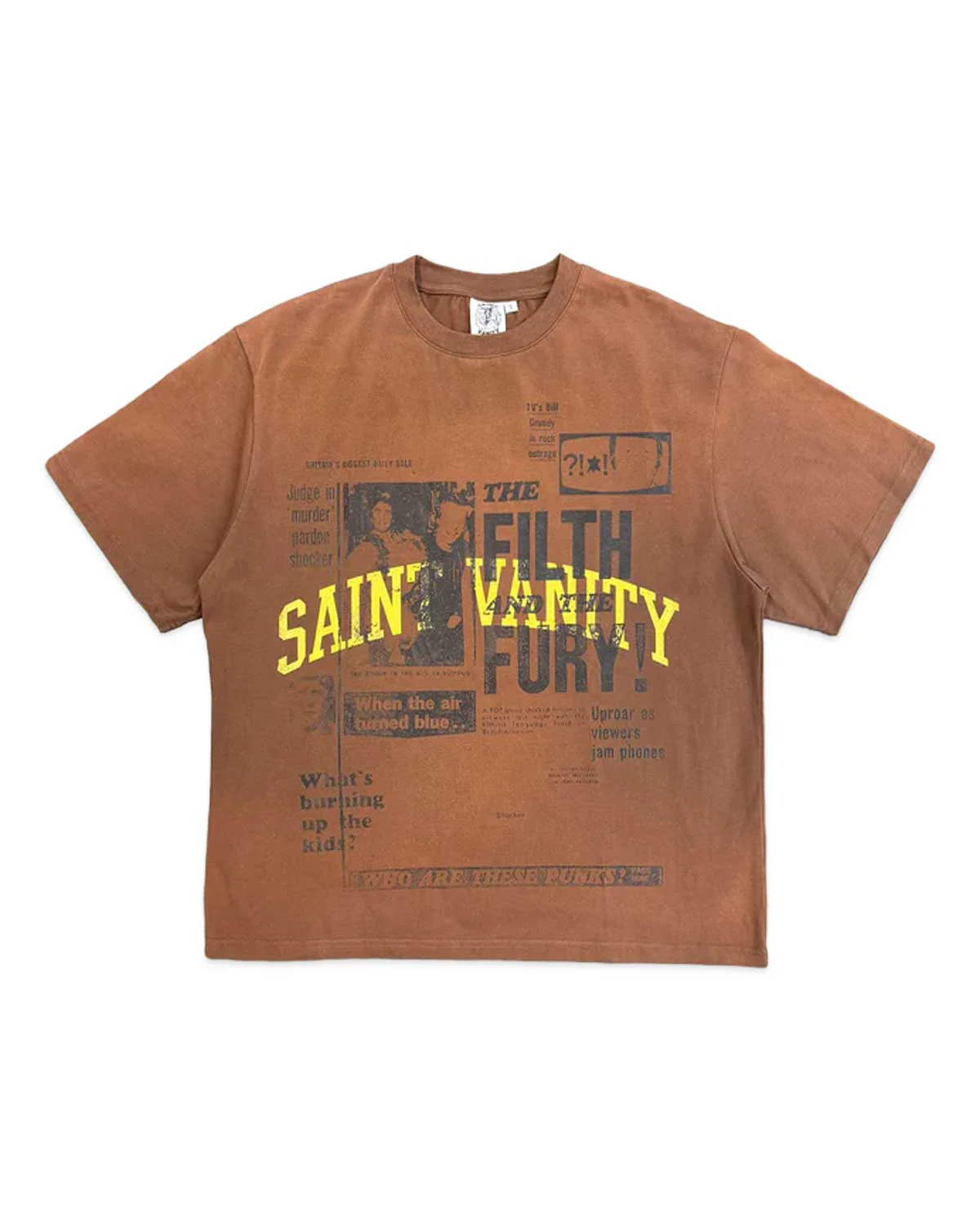 Saint Vanity Newspaper Tee Brown