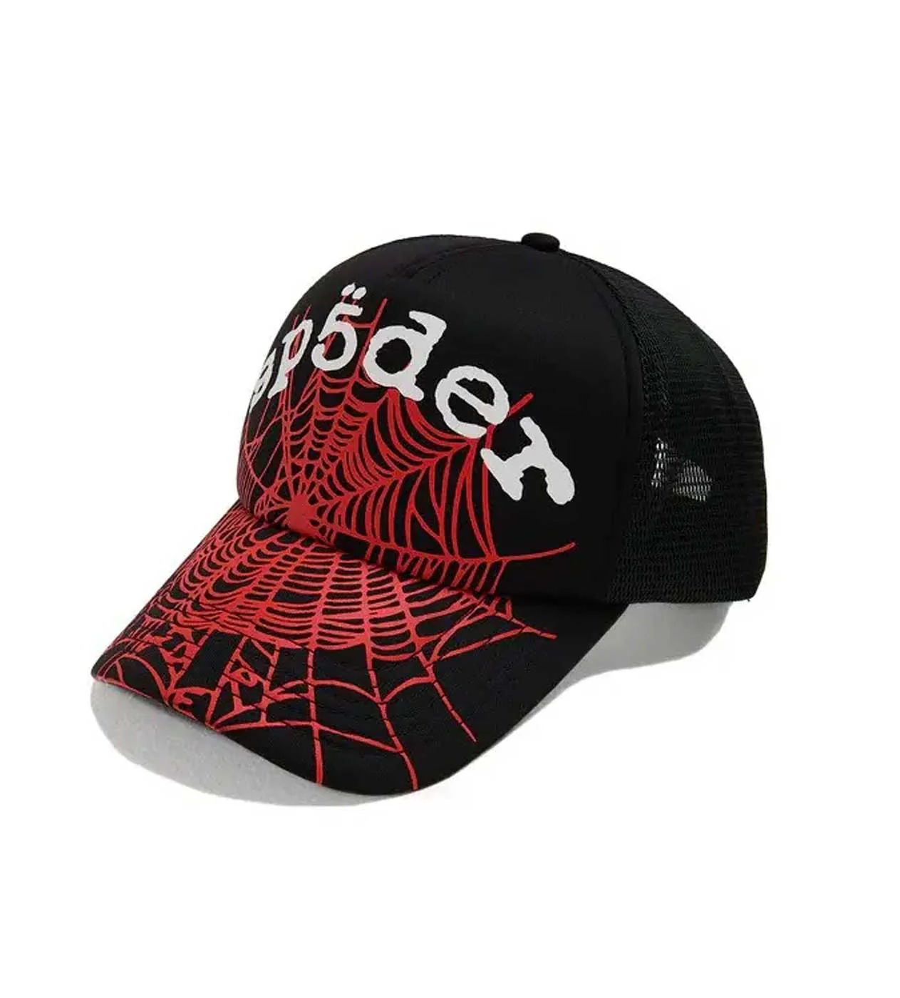 Sp5der OG Web v2 Trucker Hat Black/Red (Snapback) - Image 2