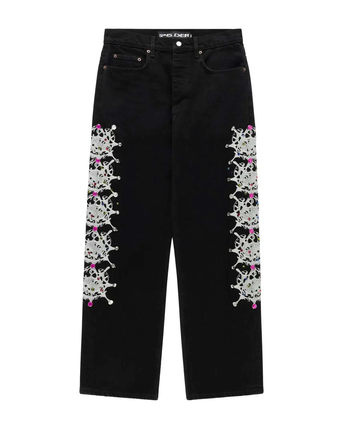 Sp5der Web Stone Denim Pants Black