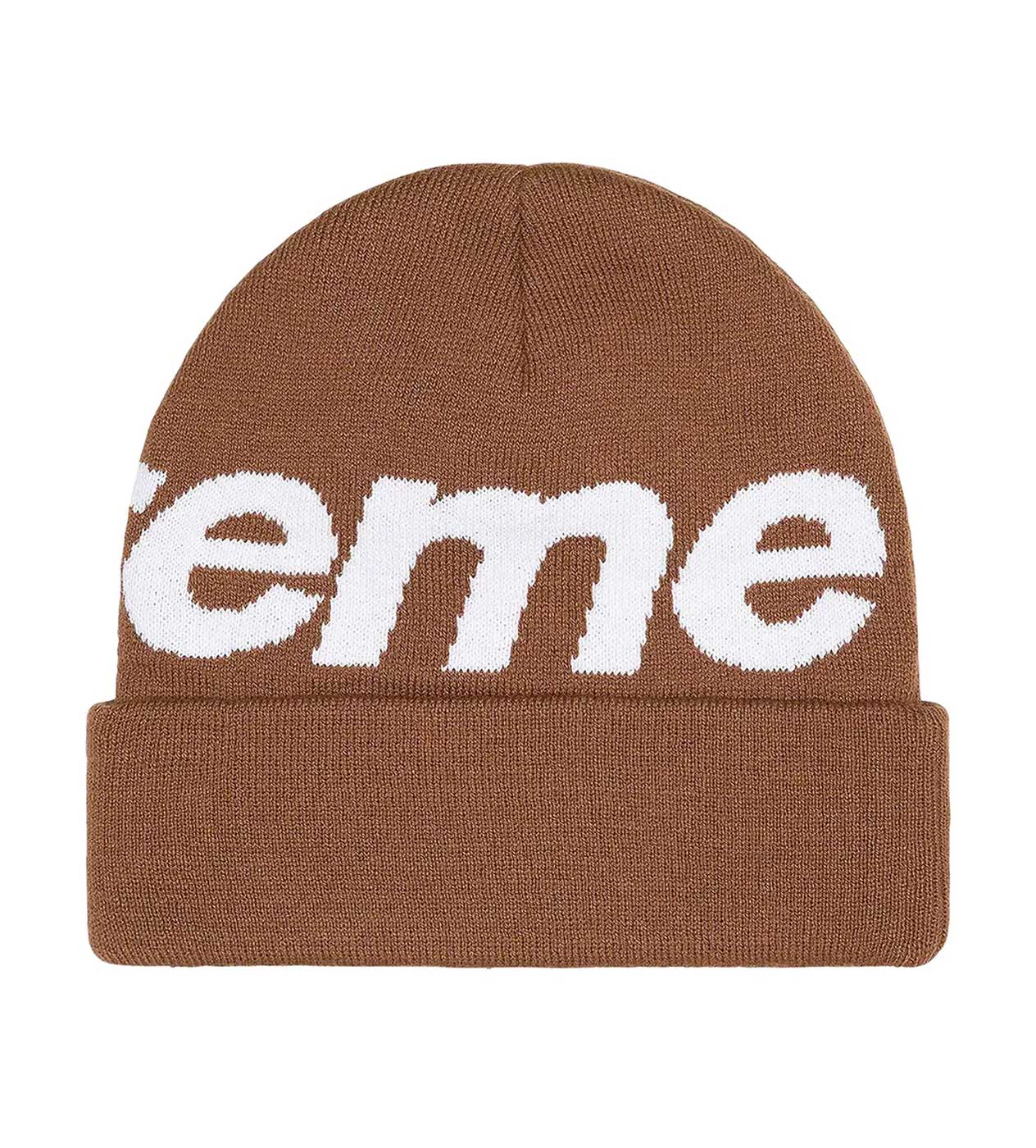 Supreme Big Logo Beanie Brown - Image 2