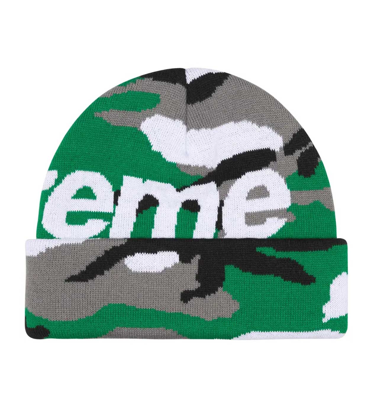 Supreme Big Logo Beanie Green Camo - Image 2