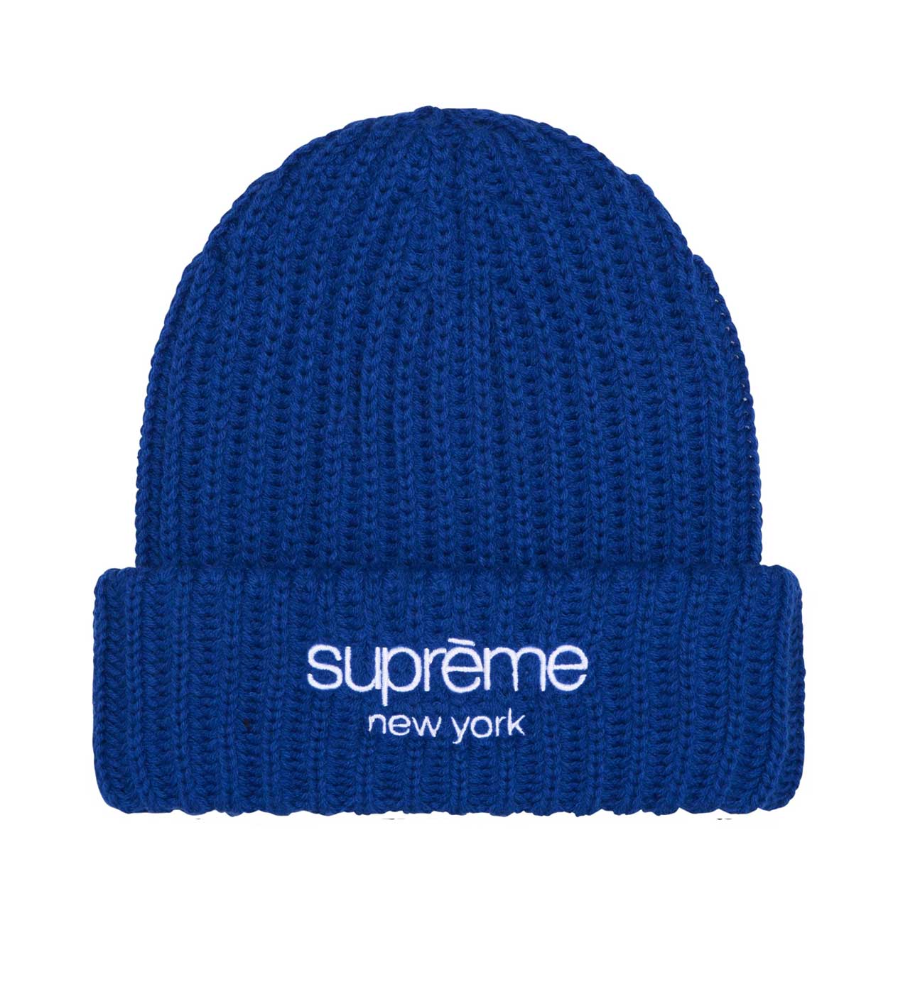 Supreme Chunky Rib Classic Logo Beanie Royal Blue