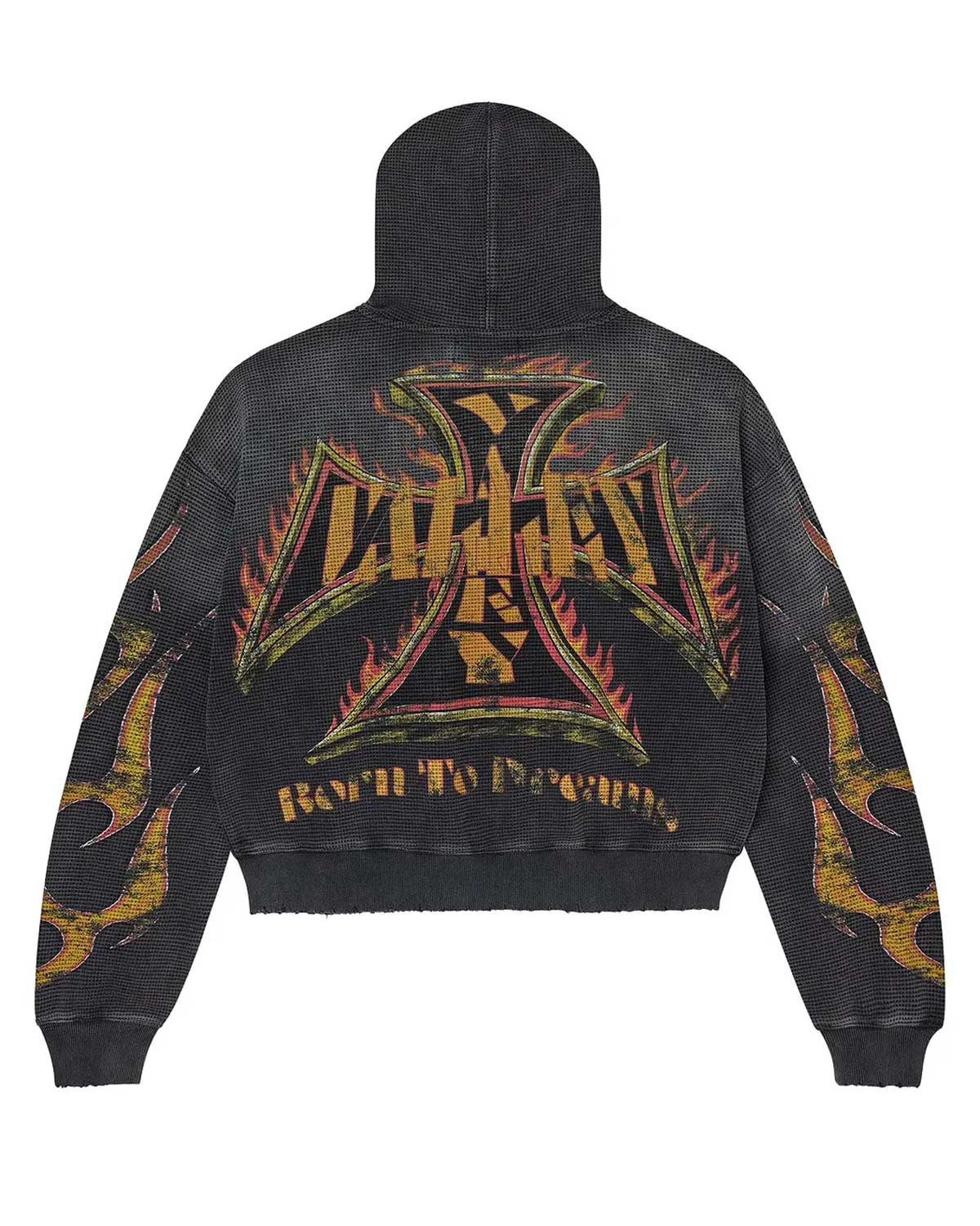 Vale Forever Reborn Waffle Zip Up Hoodie Black - Image 2