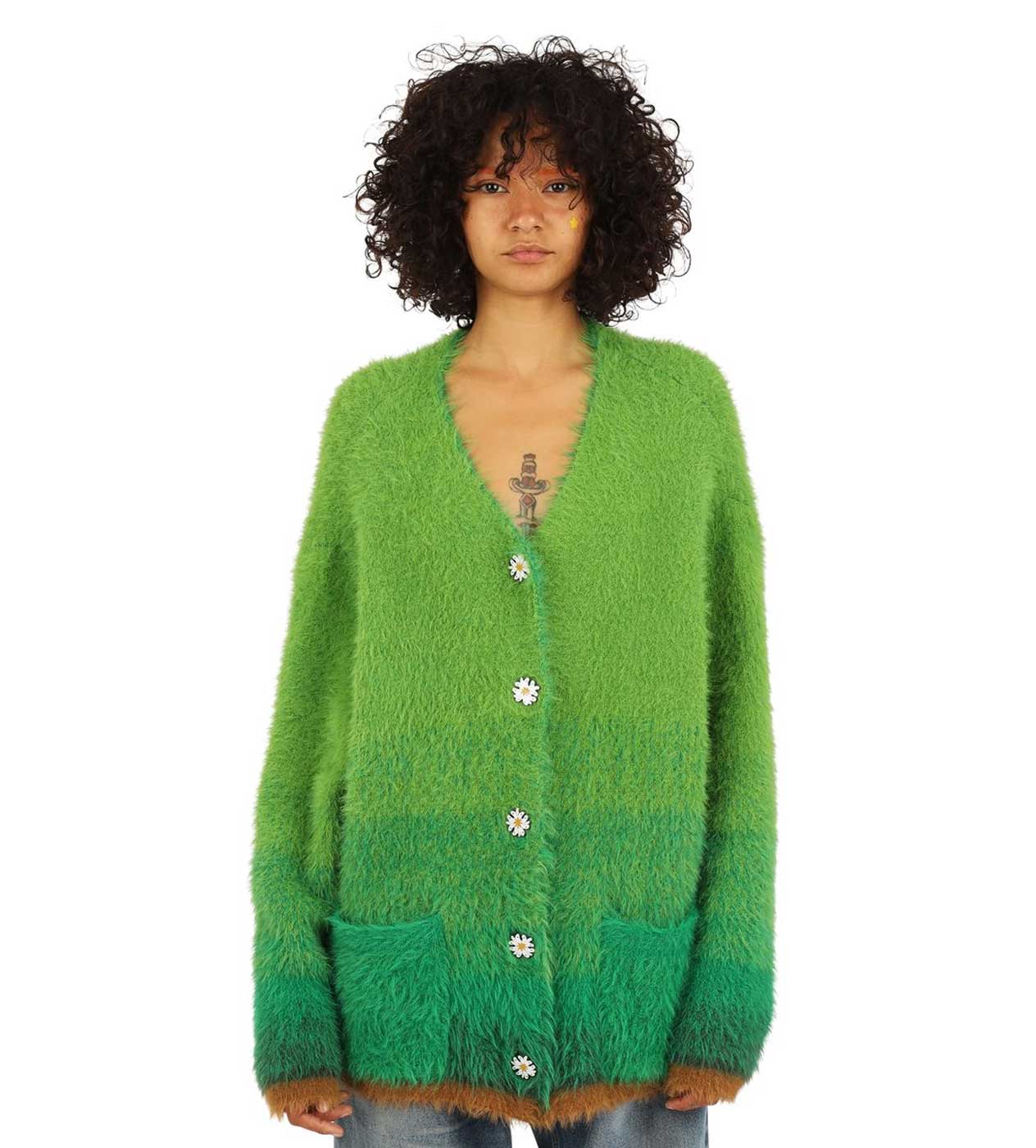 WNTD Mohair Cardigan Green - Image 2